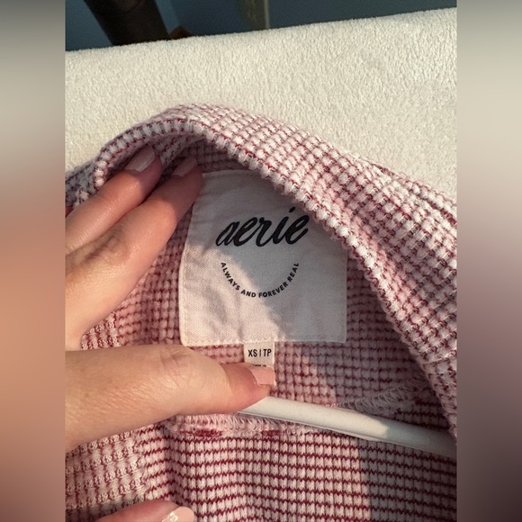 AERIE ‘Getaway’ Waffle Pink Oversized Sweatshirt - Picture 9 of 12